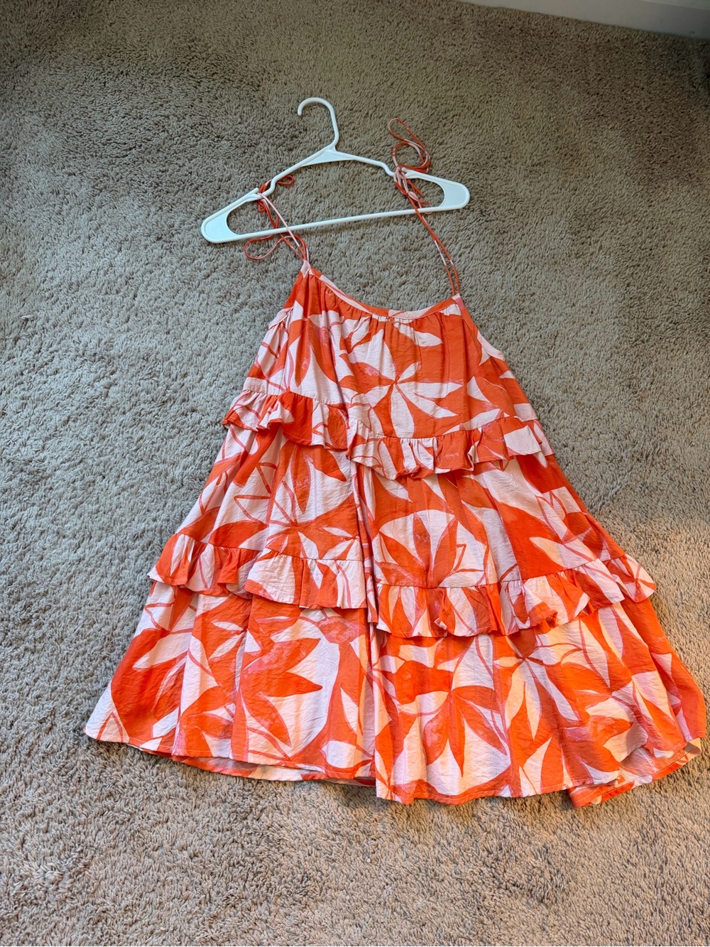 Orange Floral Ruffle Sundress